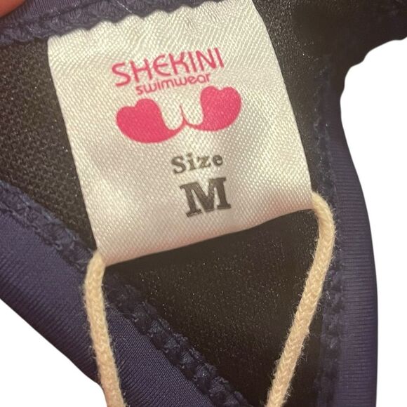 Shekini Navy Blue Swimwear Thong Bottoms, Size M, NWT - Picture 3 of 4